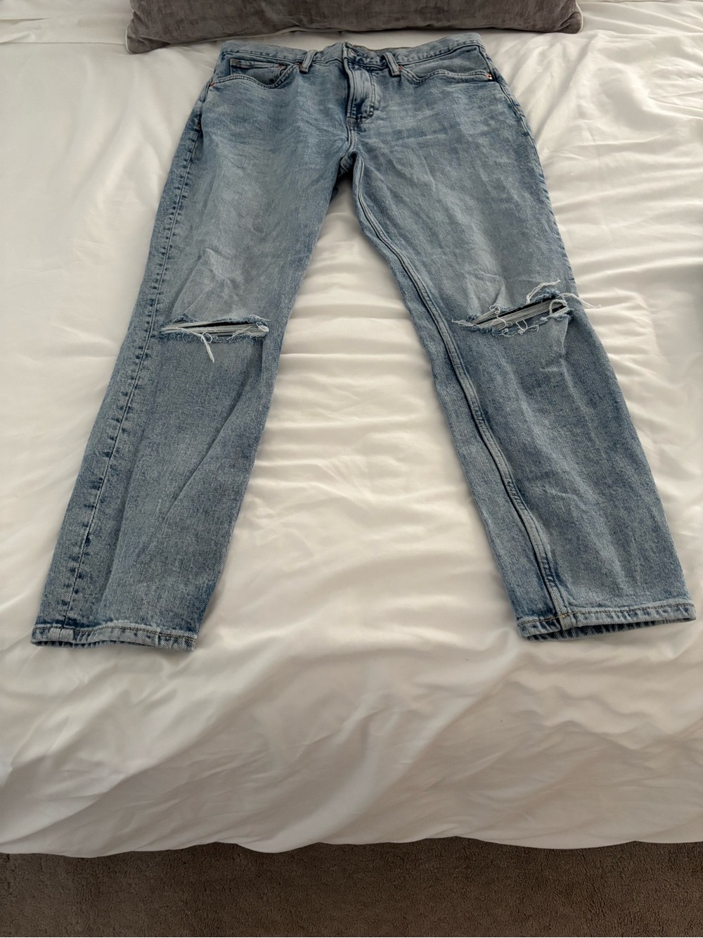 H&M Light Blue Straight Ripped Jeans